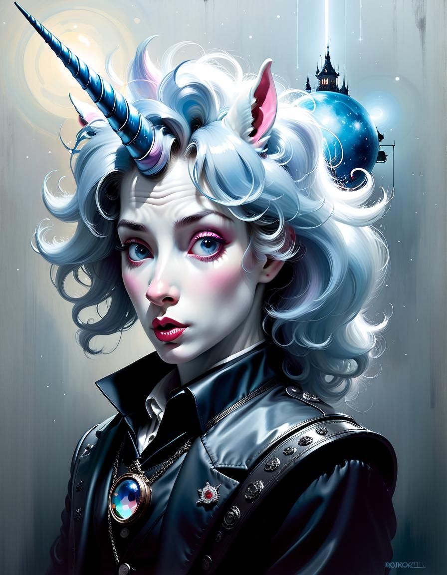 Whimsical Unicorn Bobblehead Illustration in Digital Art Sty...