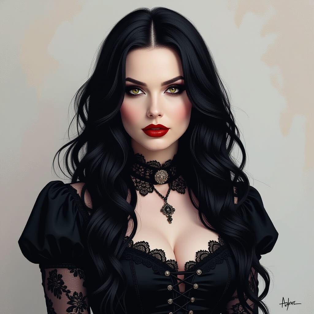 Amy Lee Emo-Goth Portrait in Dark Digital Painting Style