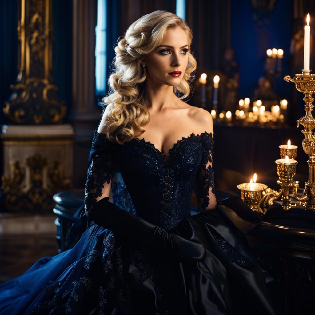 Elegant Blonde Woman at Baroque Ball in HD
