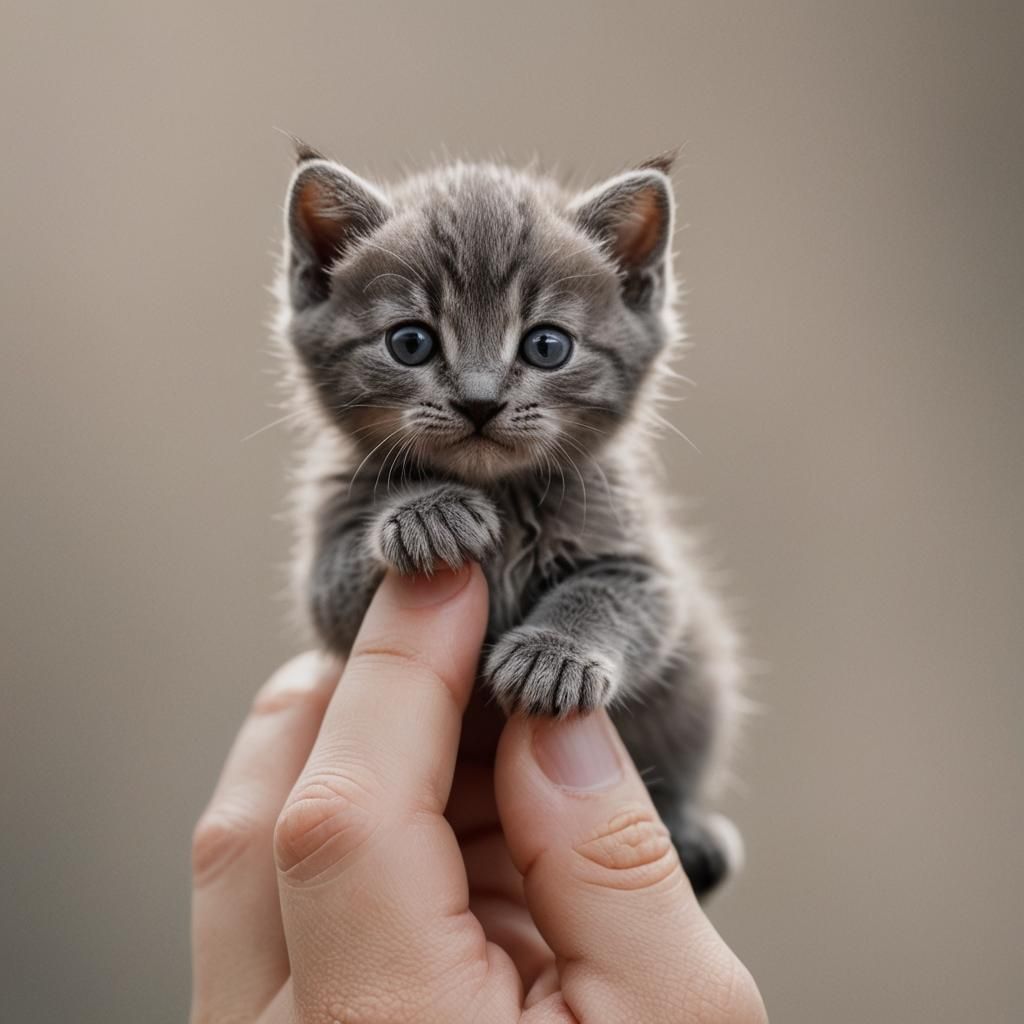 Tiny Kitten on Finger: Macro Photography