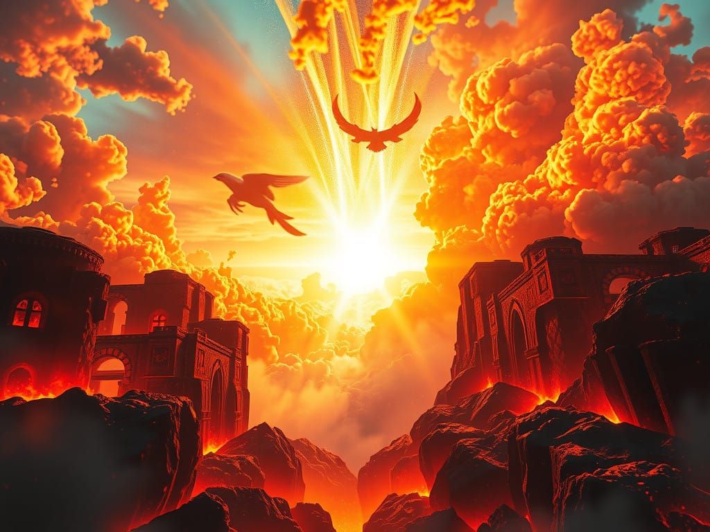 Dazzling Divide: Heaven and Hell Unite in Celestial Splendor