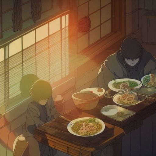 Ramen War: Anime Key Visual in Ghibli Style