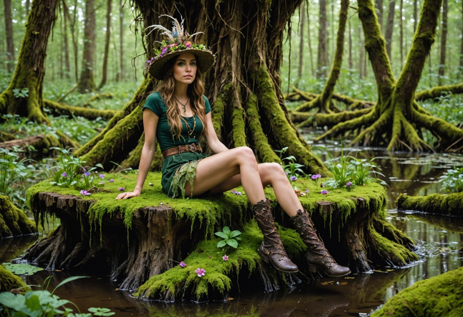 Enchanted Forest Goddess Weaves Magic with Nature