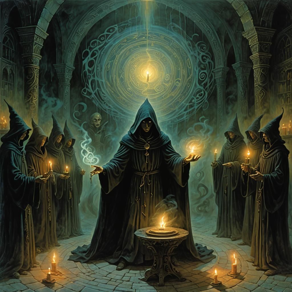 Dark Magician's Spell: A Surreal Mystical Chamber