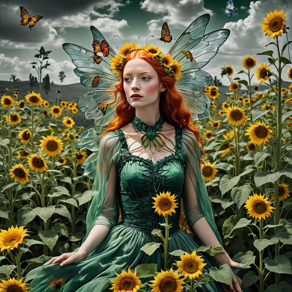 Winged Flower Fairy in Surreal Dreamscape