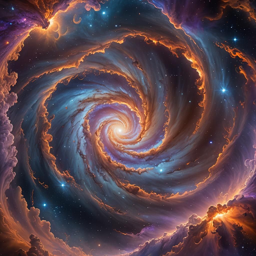 Vibrant Cosmic Vortex Through Telescope, Matte Painting