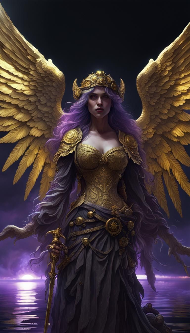 Ghost Pirate Angel on Black Ship in Dark Fantasy Style