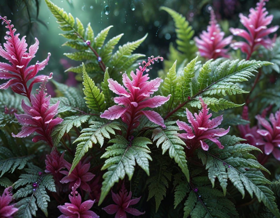 Fern Frost and Fuchsia Bloom Fantasy Art
