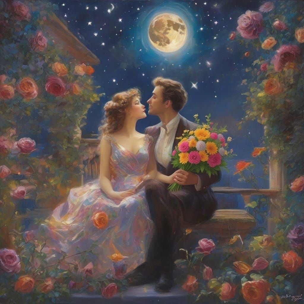 Romantic Couple with Flowers