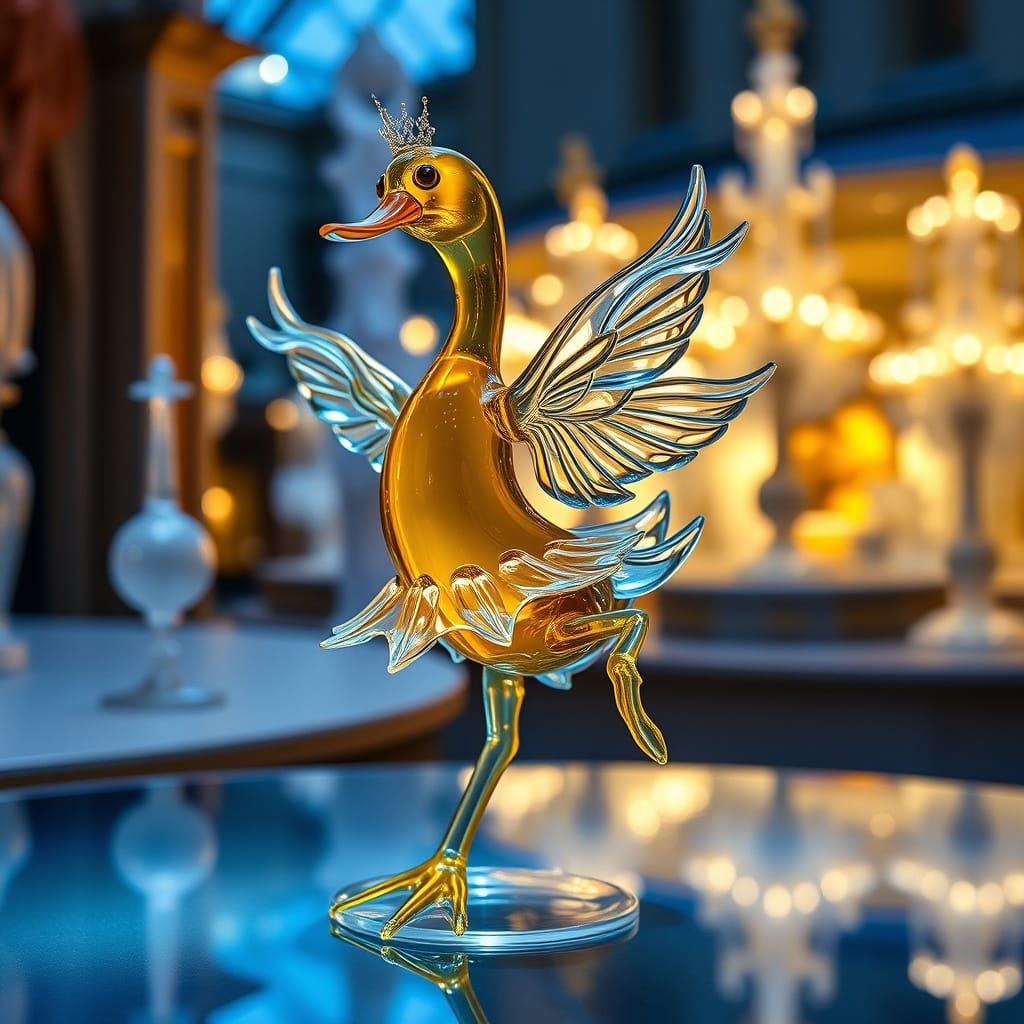 Murano Glass Ballerina Duckling Hip-Hop Sculpture