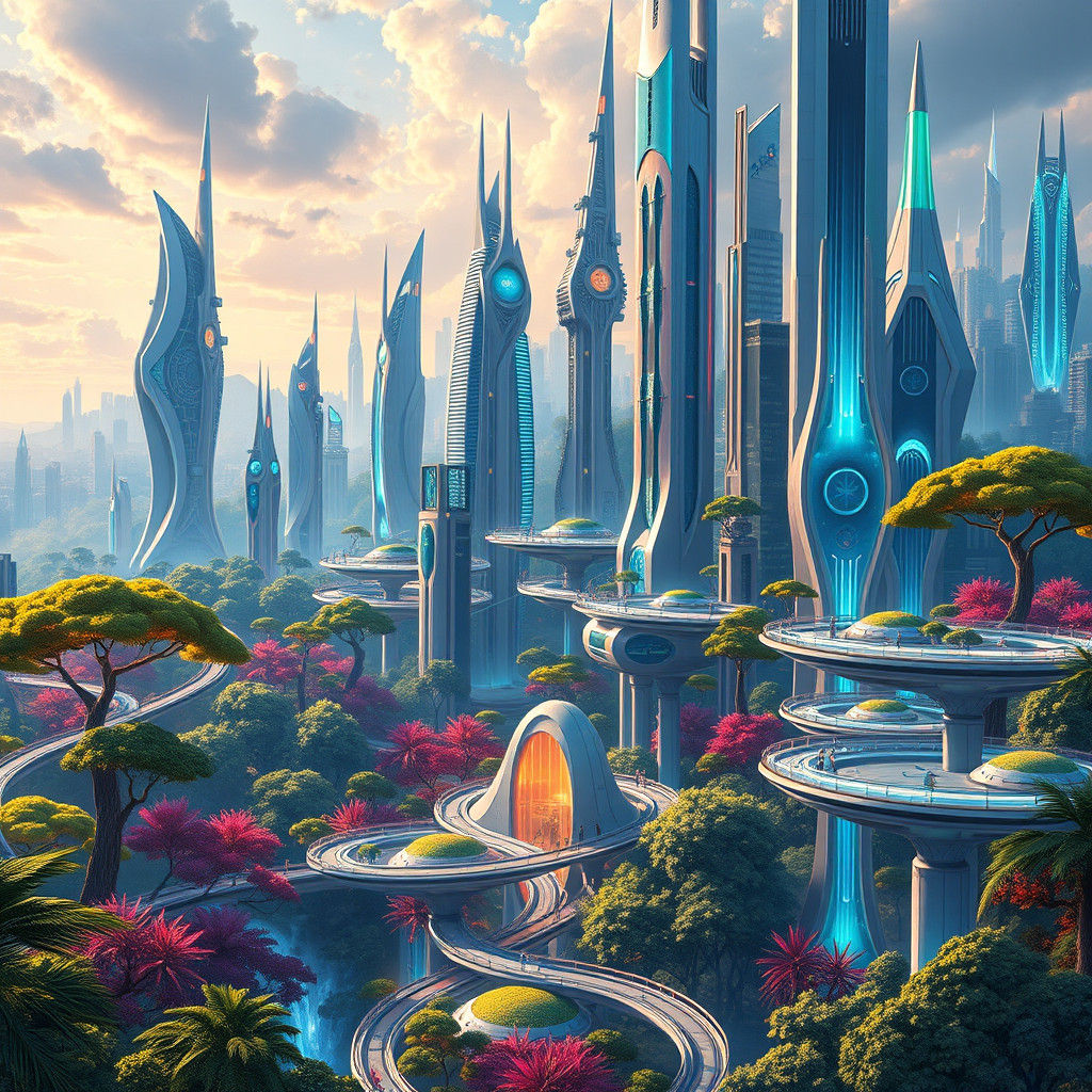 Futuristic Metropolis: Nature Meets Super-Tech Innovation