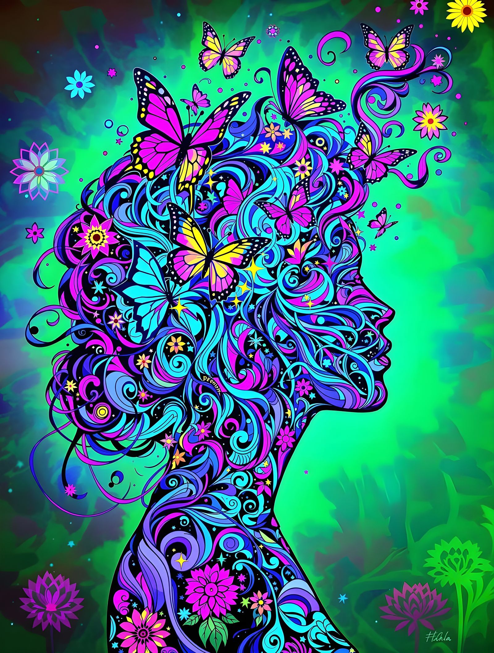 Psychedelic Woodstock-Inspired Butterfly Metamorphosis