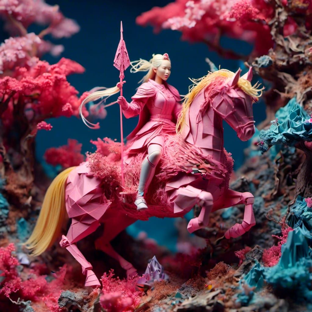 Vaporwave Princess on Robotic Steed