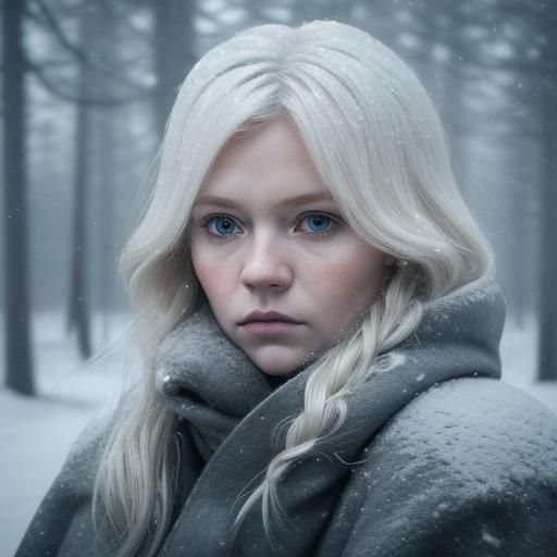 Nordic Noir: Blonde Woman in Snowy Forest