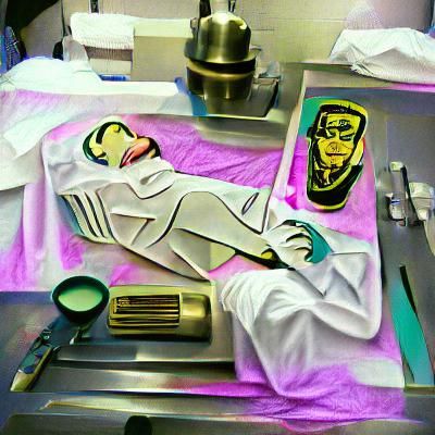Embalmer at Work in Pop Art Deco Style