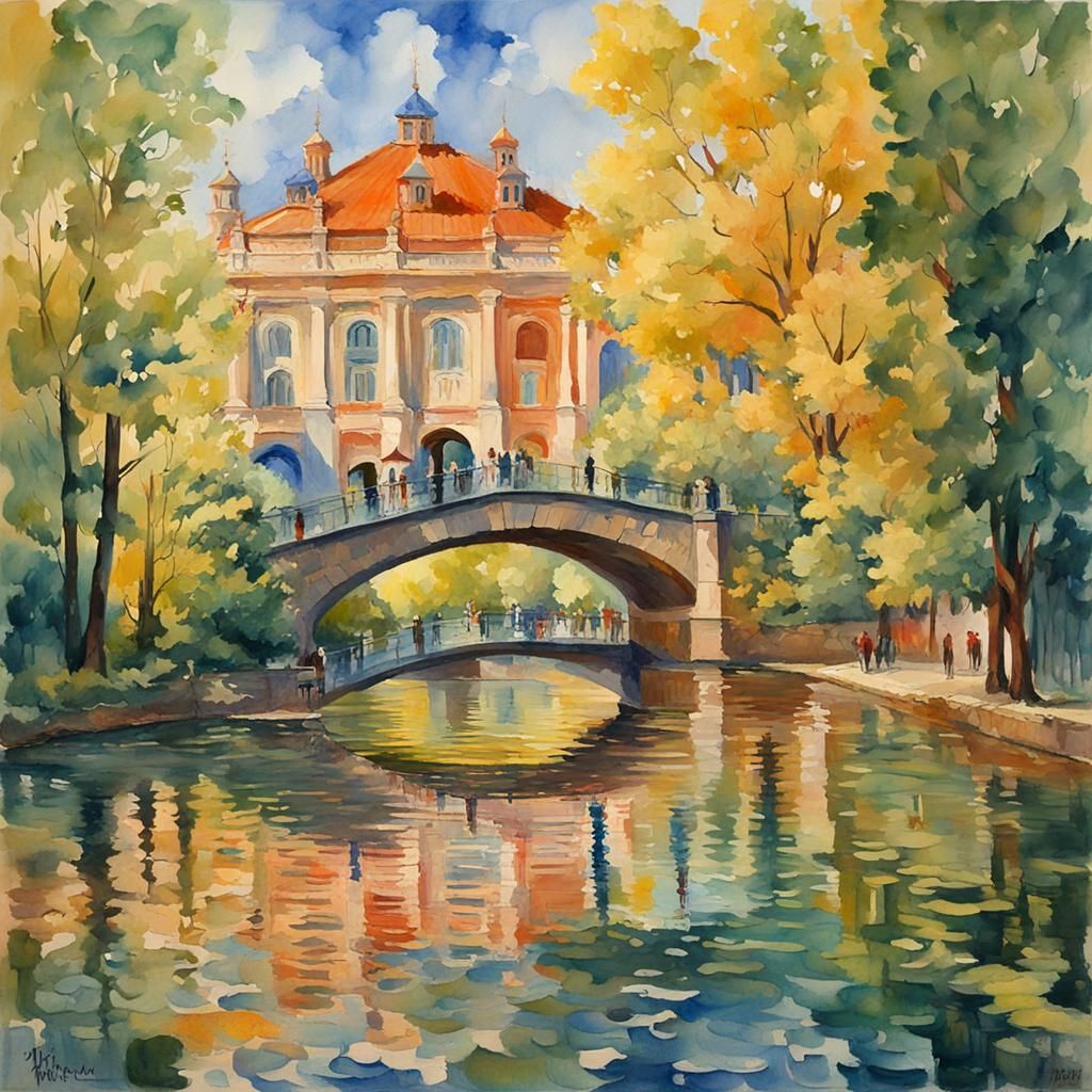 Impressionist Gouache Masterpiece in Watercolor Style