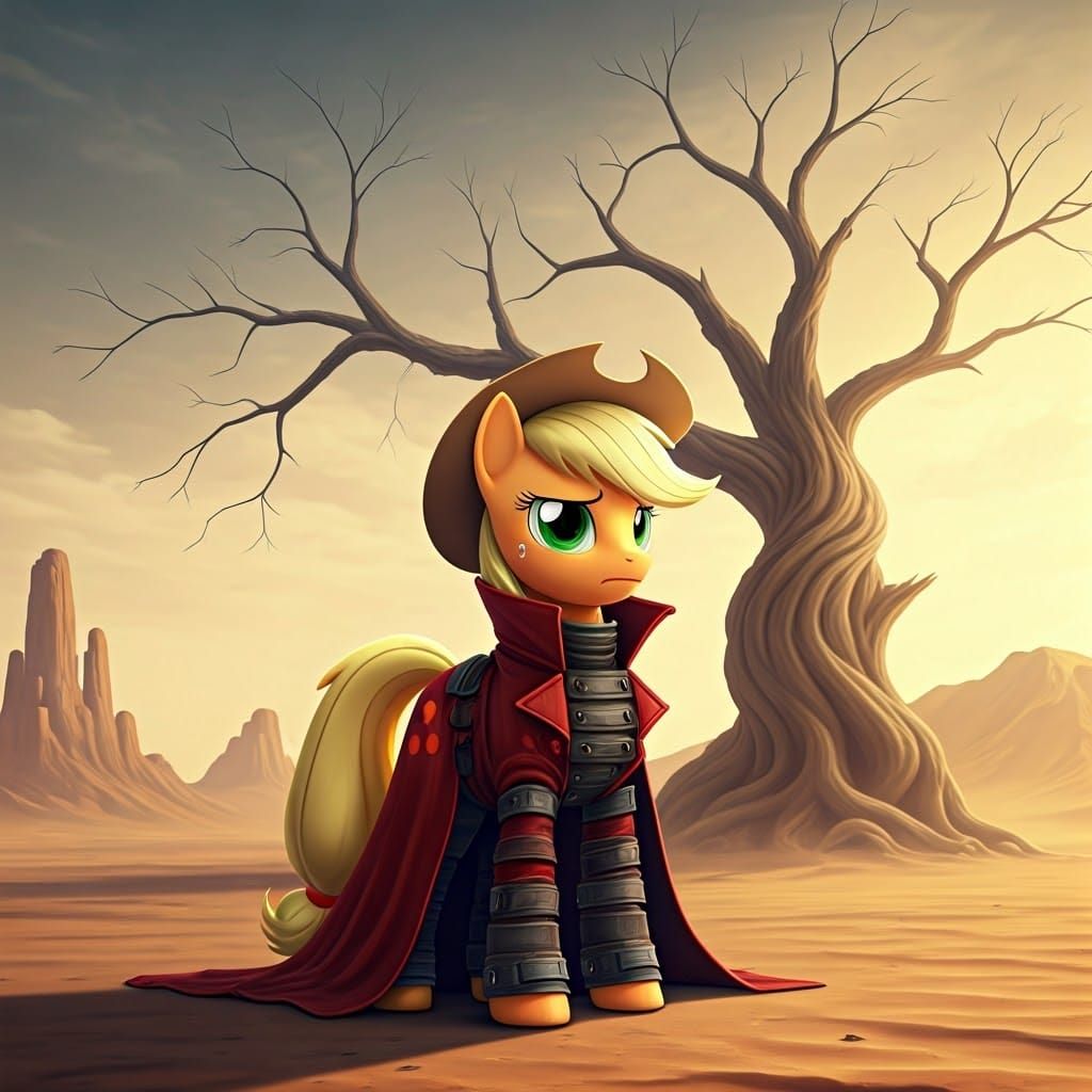 Vash the Stampede, Pony Form, in a Hyperrealistic Desert Lan...