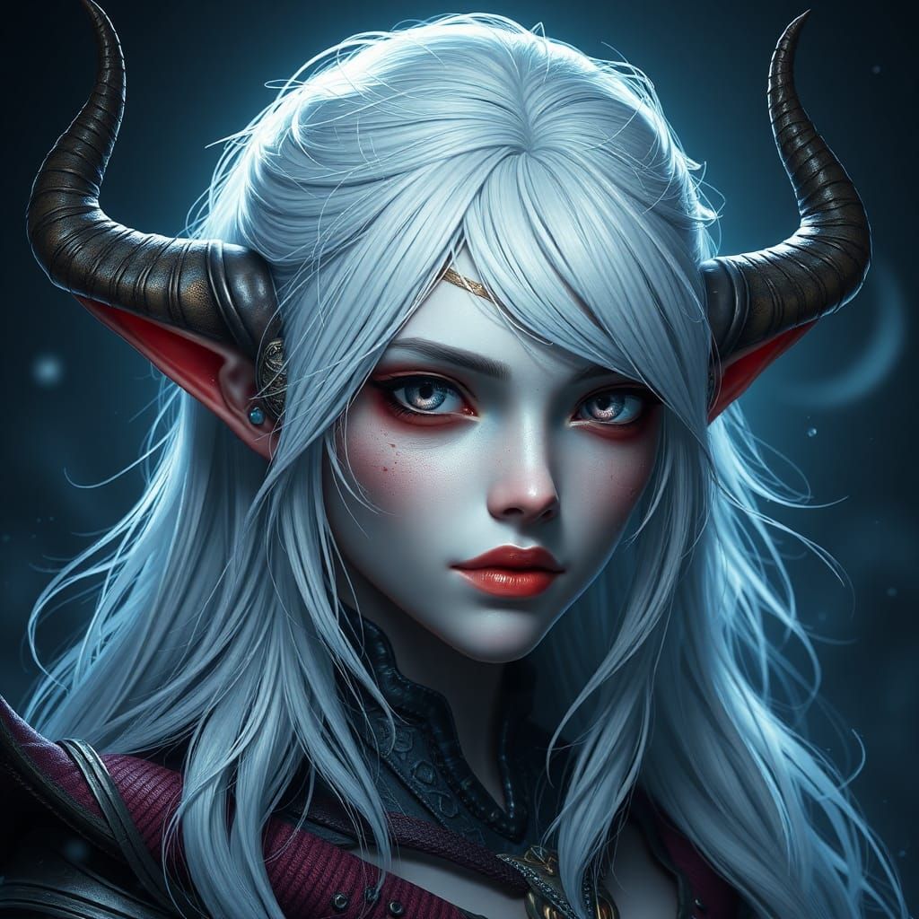 Moonshadow Elf Female in Detailed Matte Painting