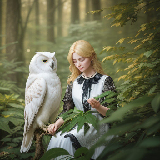 Mystical Forest Encounter in Golden Light