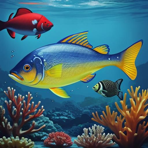 Colorful Fish Swimming Underwater Illustration