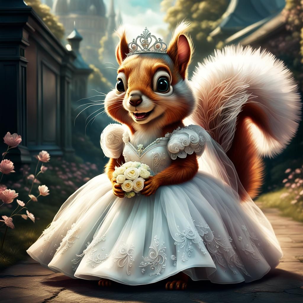 Squirrel Bride: Hilarious CGI Caricature in 3D Digital Art