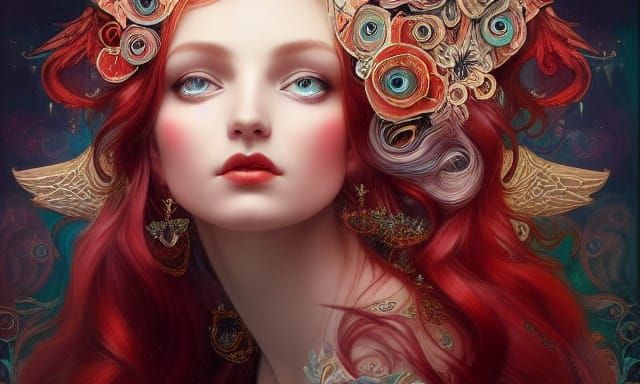 Dark Fairy with Bone Crown, Oil Painting