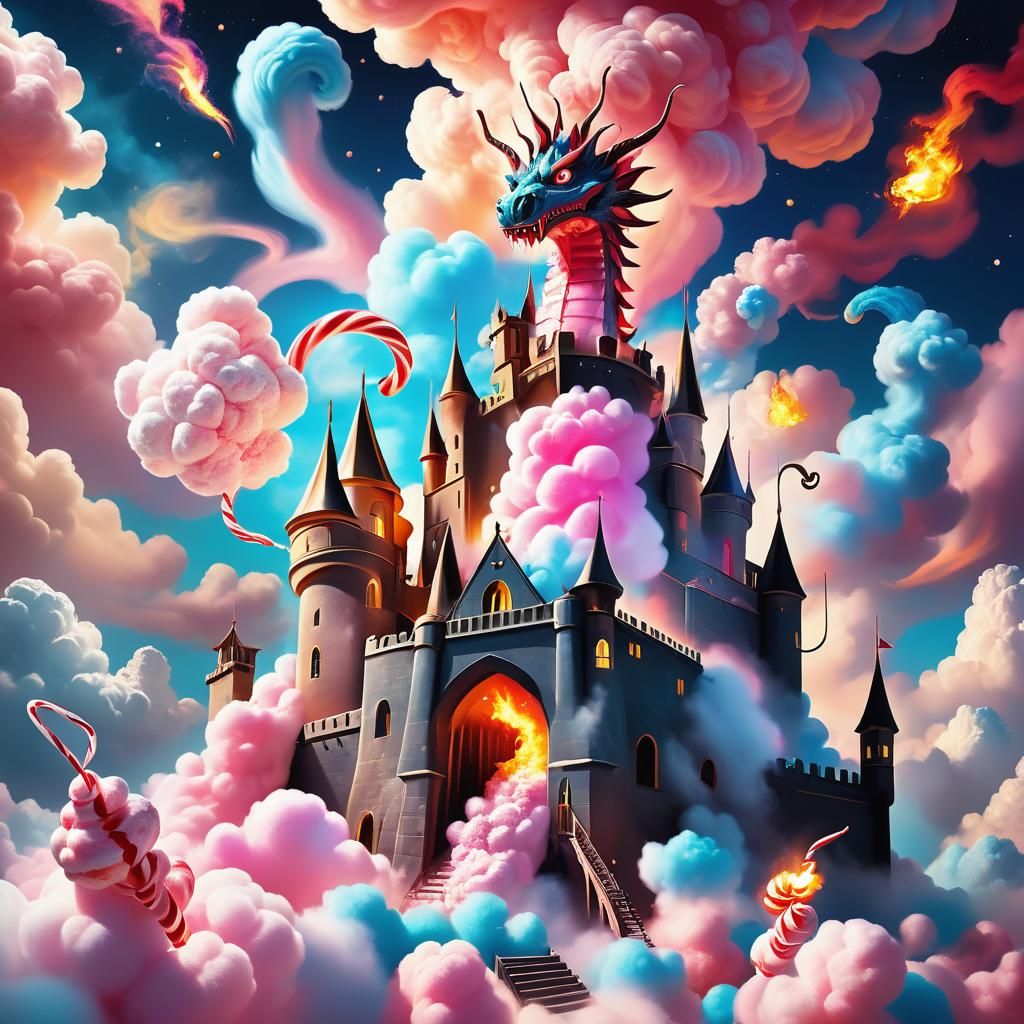 Candy Cane Dragons Guard Cotton Candy Fortress