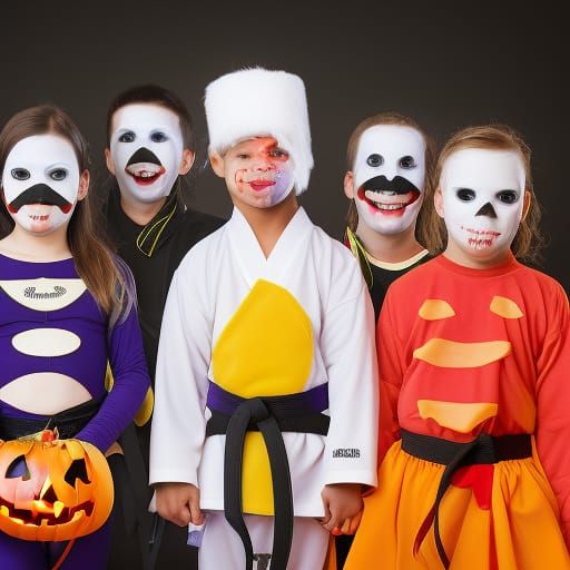 Festive Halloween Taekwondo Students Portrait