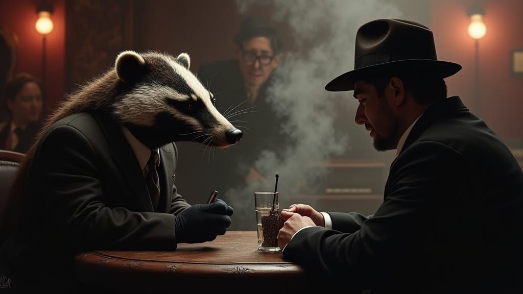 Badger Detective in Smoky Jazz Club