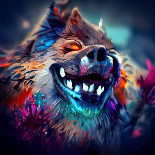 Happy Werewolf in Colorful Watercolor Style