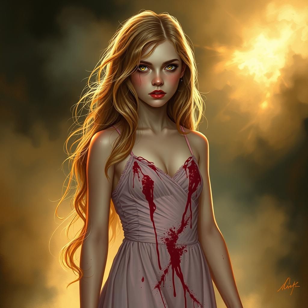 Ethereal Carrie in Eerie Mist, Digital Art