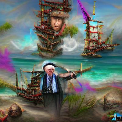 Bernie Sanders as a Dashing Pirate: Digital Illustration