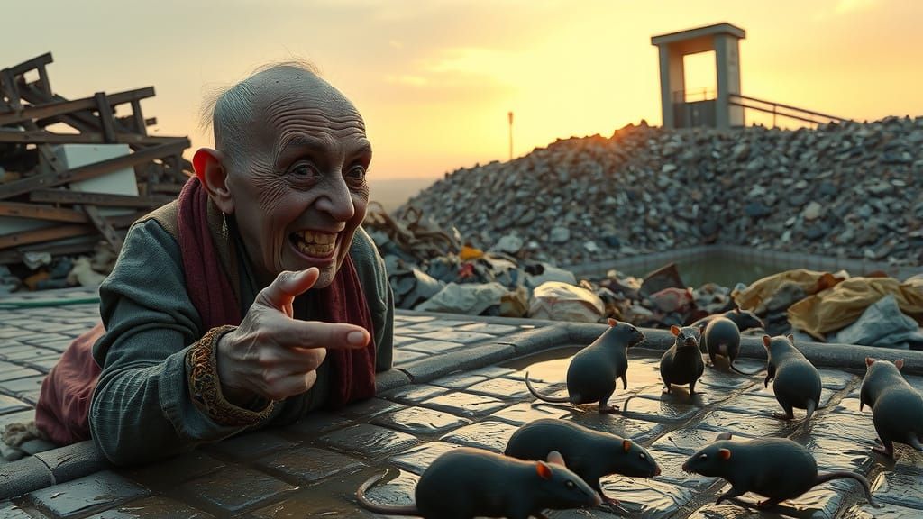 Realistic Image of an Elderly Woman in Poverty