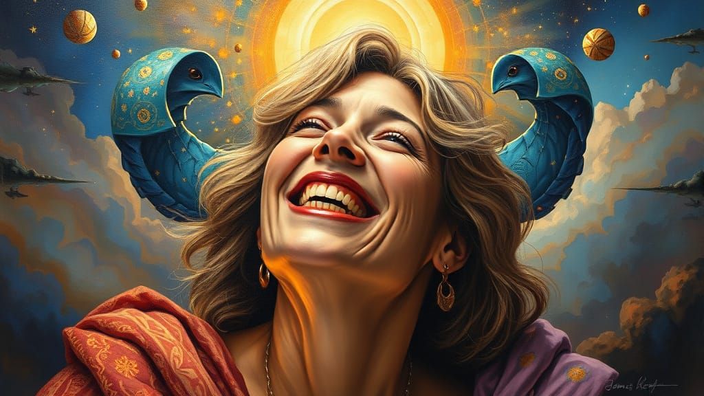 Oil Painting of Zodiac Signs Spreading Kindness