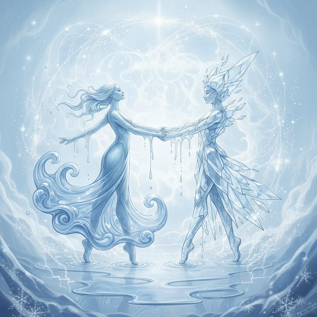 Water and Ice Dance: A Cycle of Transformation