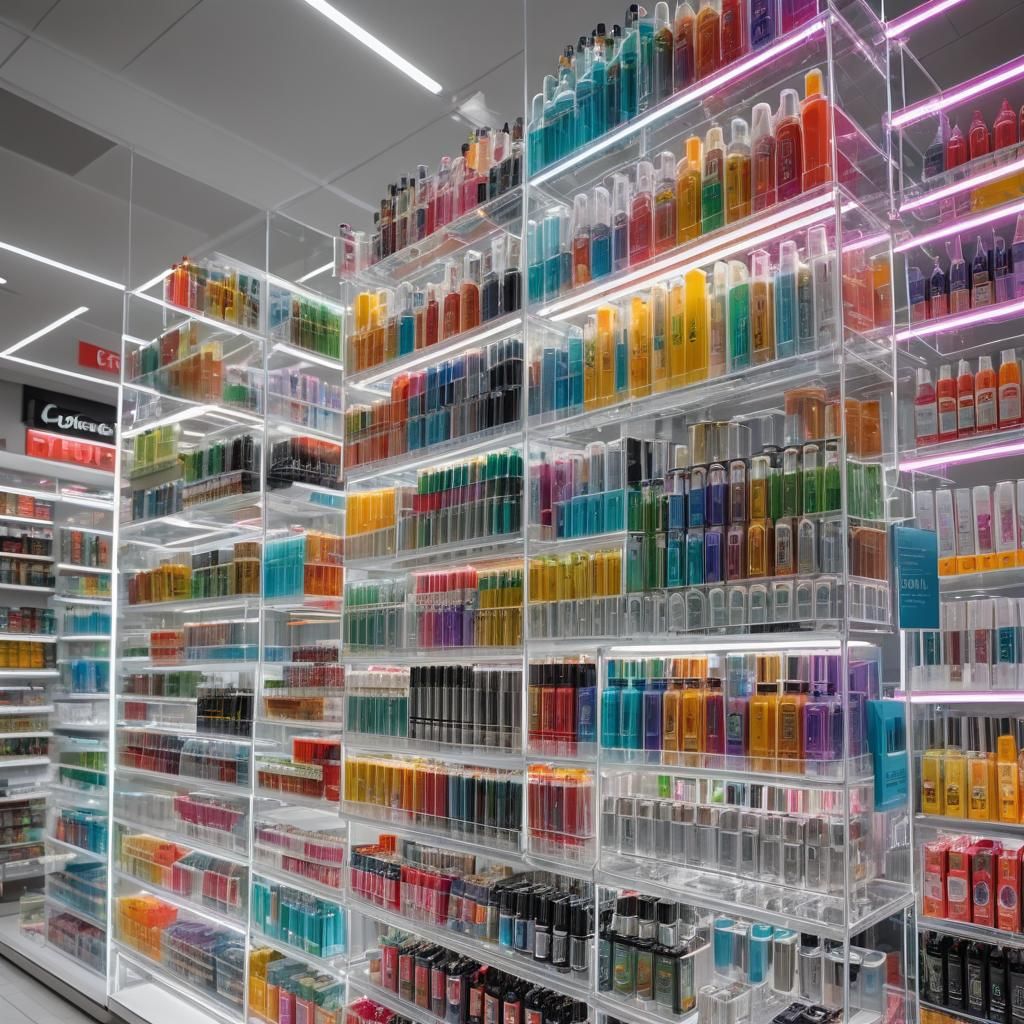 Vibrant E-Cigarette Retail Display in Modern Style