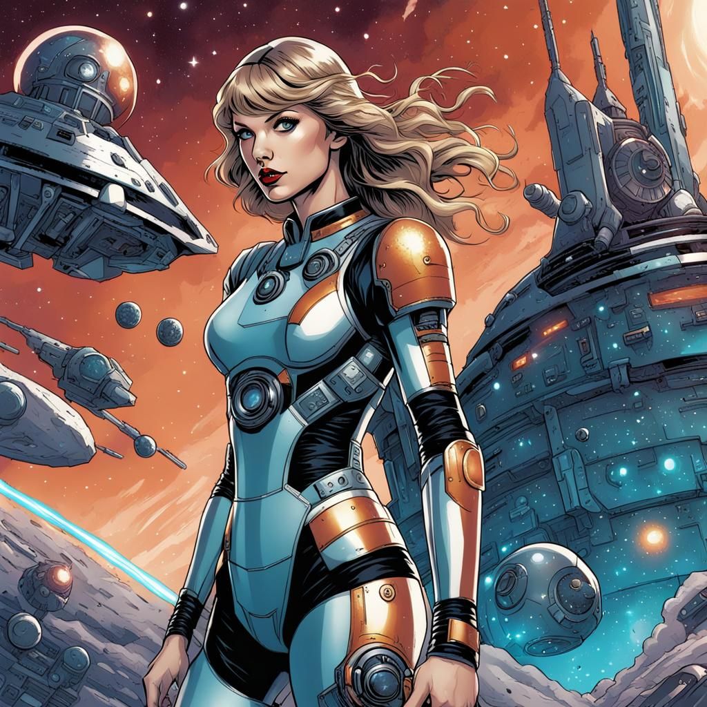 Taylor Swift as Space Babe in Comic Book Art