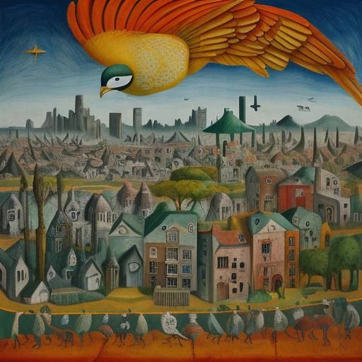 City in Bird Nest: Surreal Art by Leonora Carrington