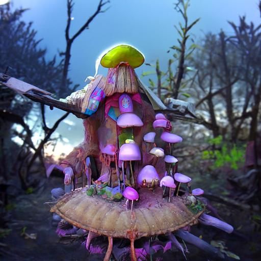 Fairy Mushroom Wonderland with Neon Fairy