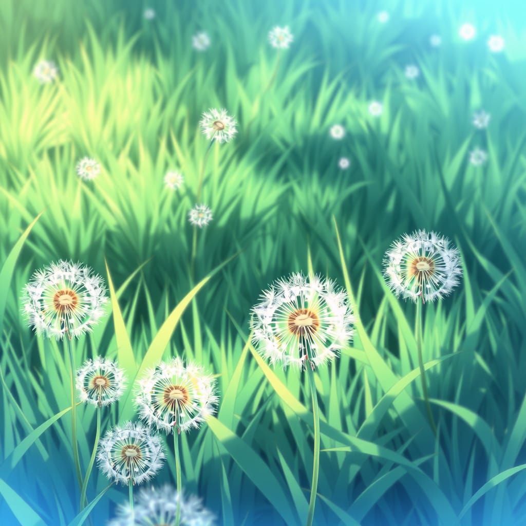 Dandelions in a Japanese Anime Landscape