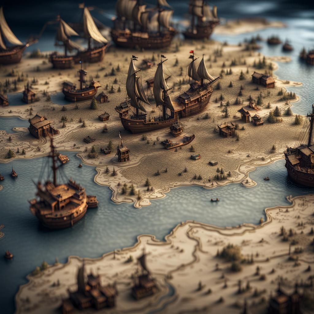 Detailed 3D Fantasy Pirate Map in HDR