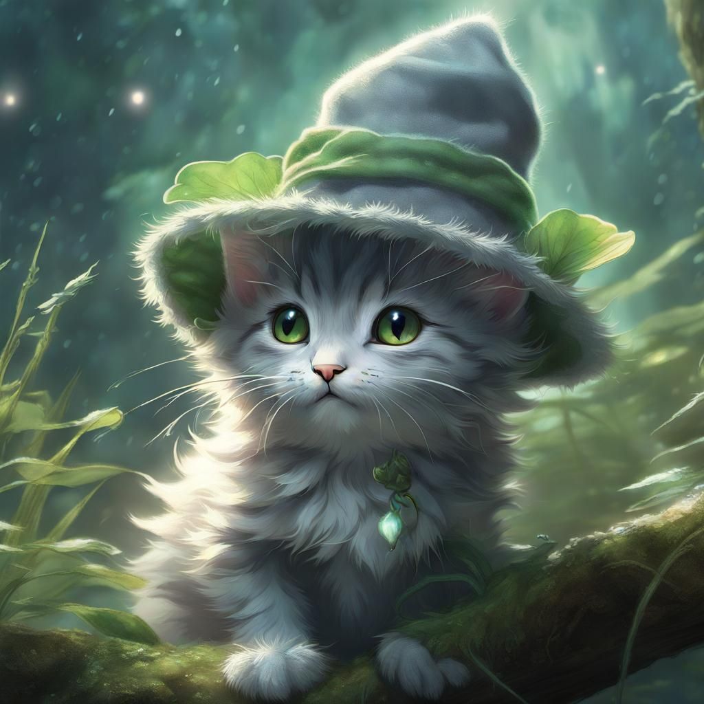 Fluffy fantasy kitten