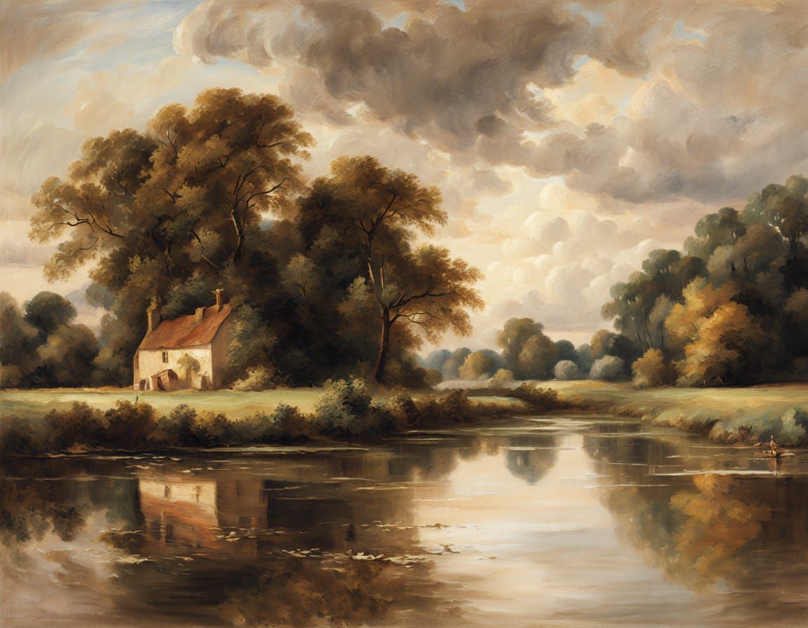 Serene English Countryside in Warm Golden Light