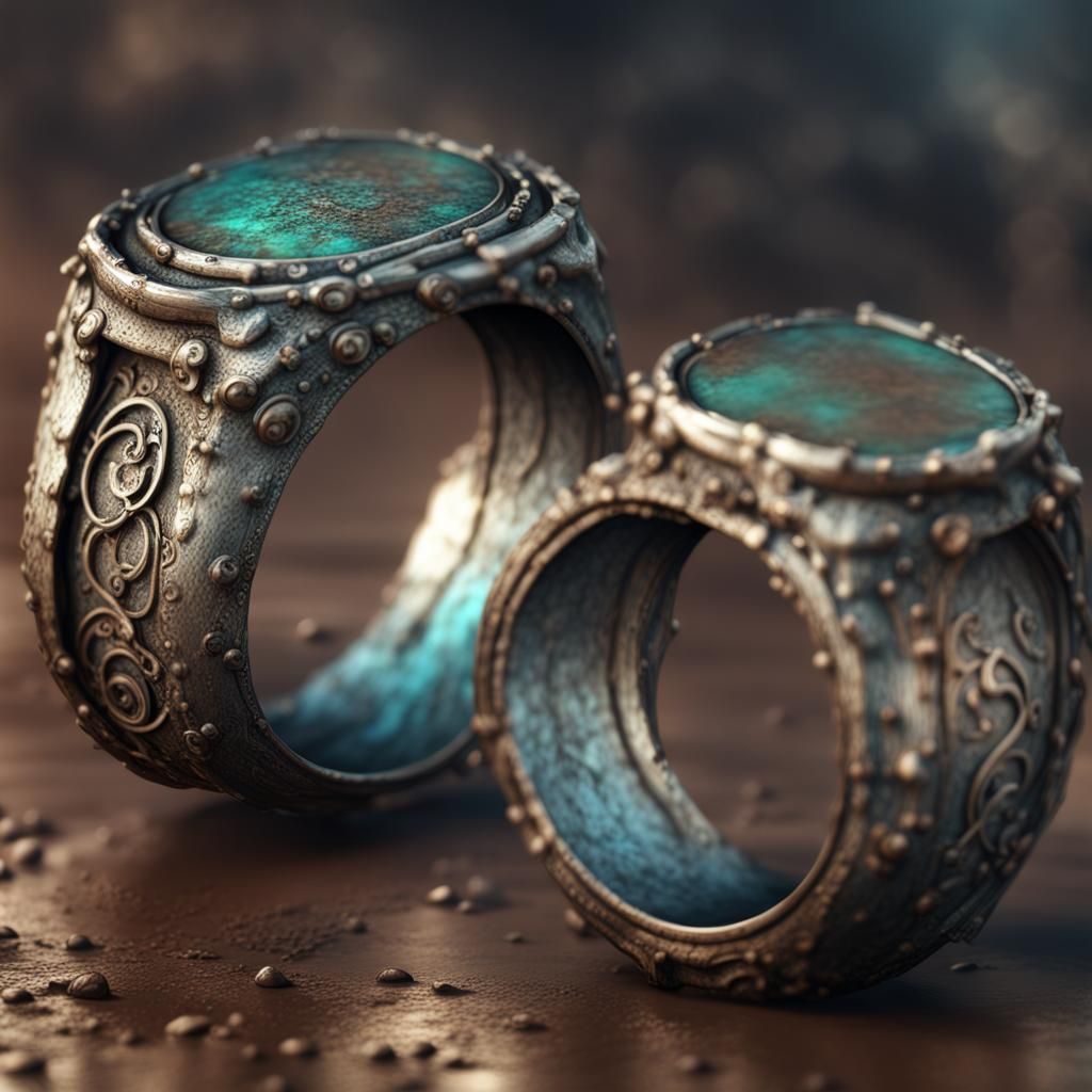 Rustic Silver Ring with Patina: Detailed Matte Painting