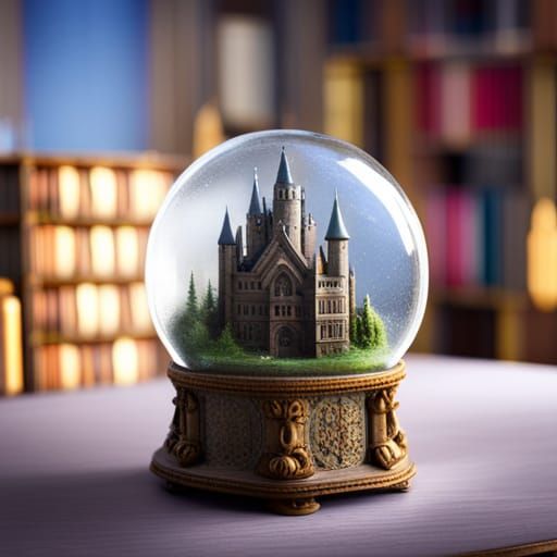 Fairy Castle Snow Globe in Old Library