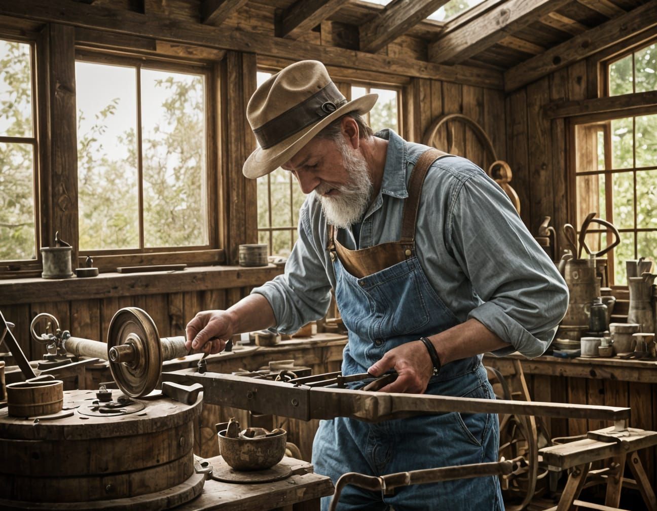 Wheelwright Workshop in Blue and Gold