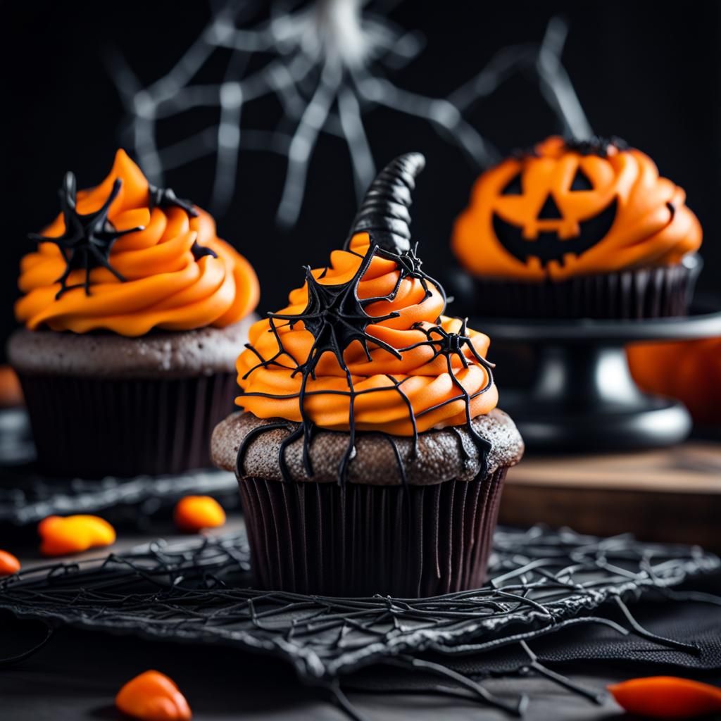 Hyperrealistic Halloween Cupcake Design in HDR