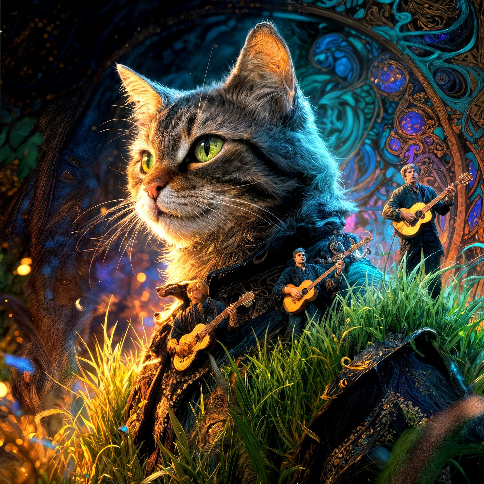 Kentucky the Cat Leads His Grass Band in Dynamic Portrait