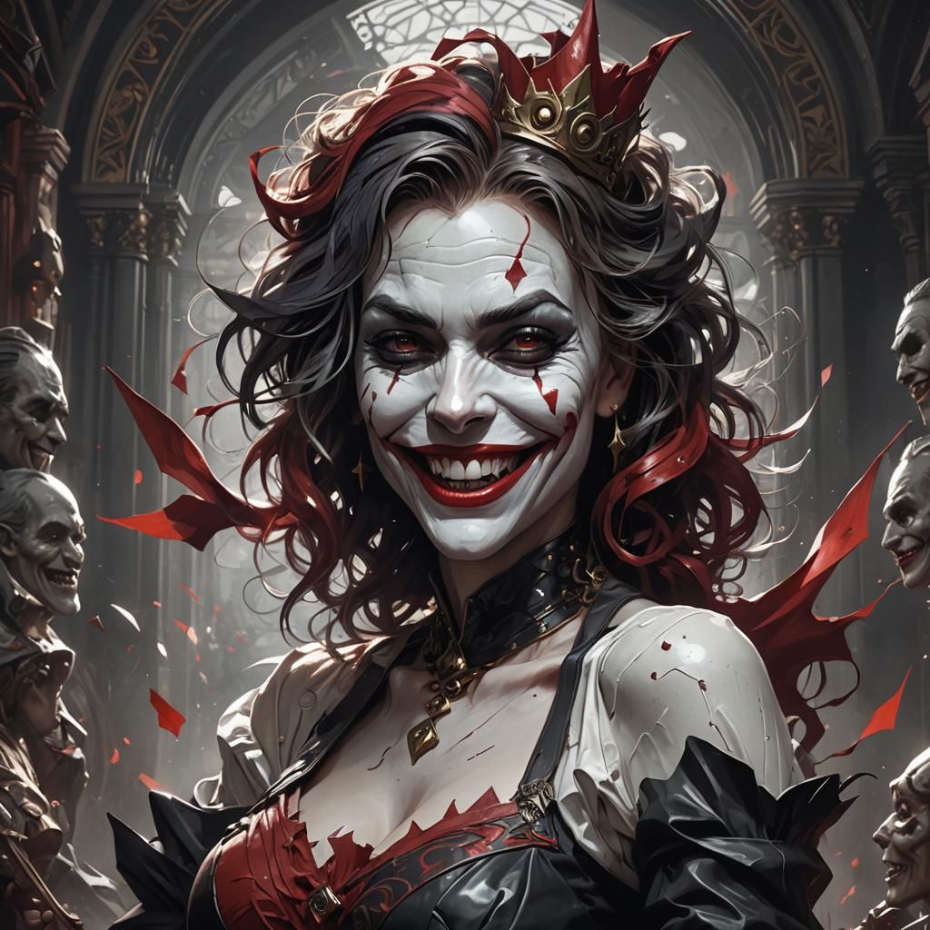 Dark Fantasy Lady Joker Portrait in 8K Resolution