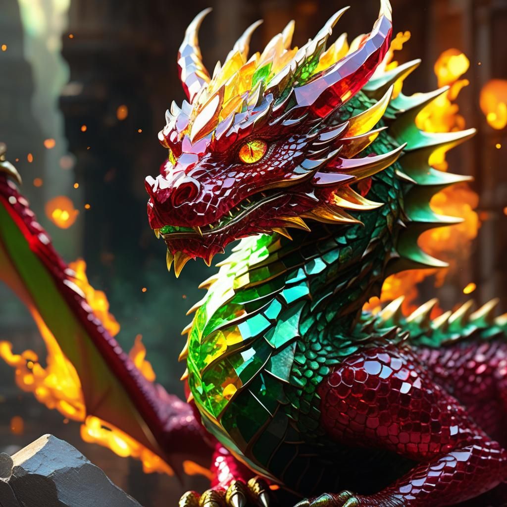 Crystal Dragon Portrait in Anime Style